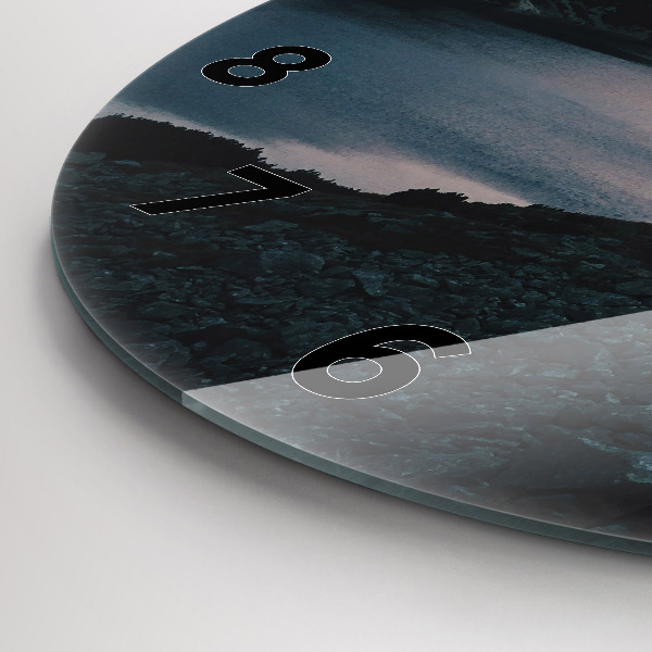 Reloj de cristal redondo Lago y montañas