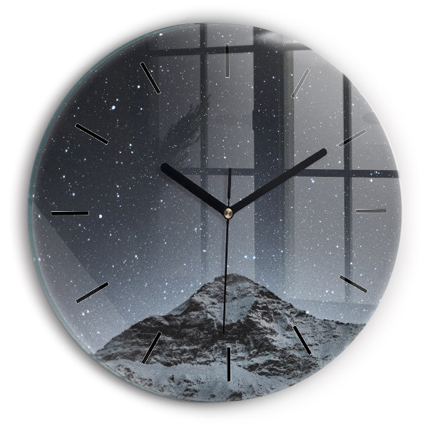 Reloj de cristal redondo Montaña bajo las estrellas