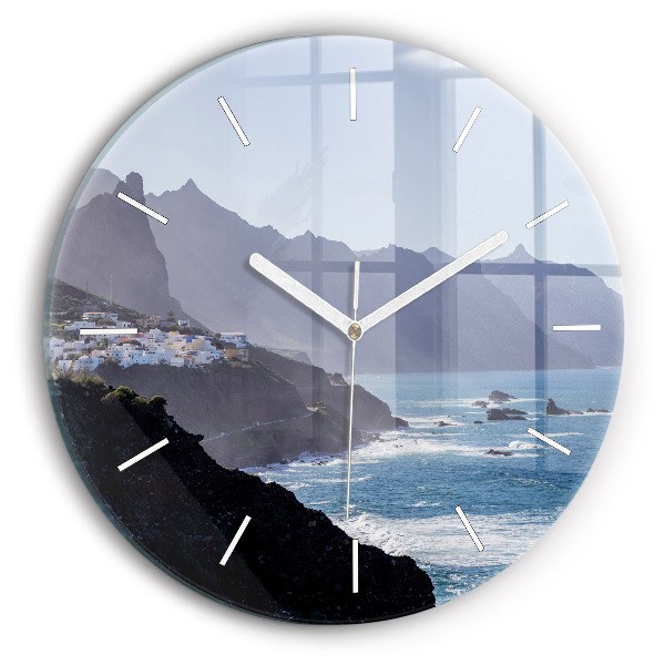 Reloj redondo pared Montañas junto al océano