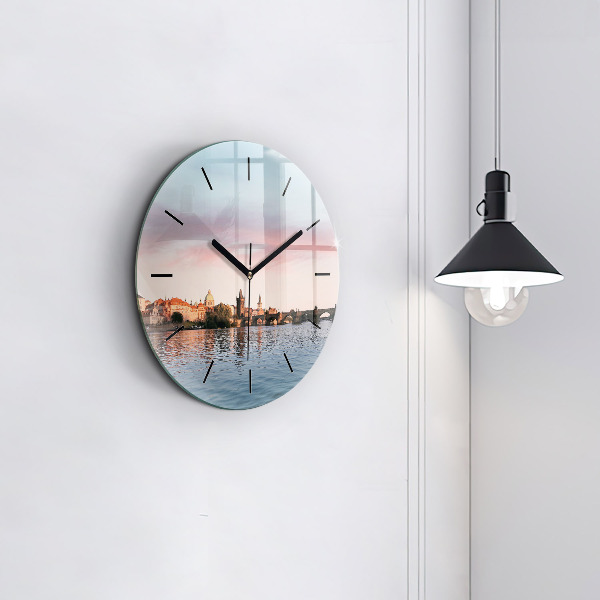 Reloj redondo pared Puente de Carlos en Praga