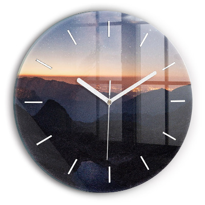 Reloj de pared redondo Montañas al atardecer