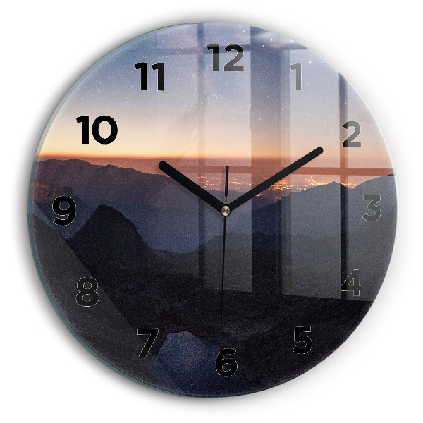 Reloj de pared redondo Montañas al atardecer