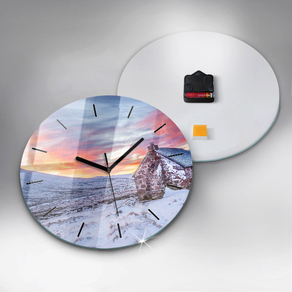 Reloj redondo pared Cabaña en las montañas