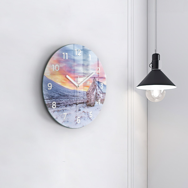 Reloj redondo pared Cabaña en las montañas