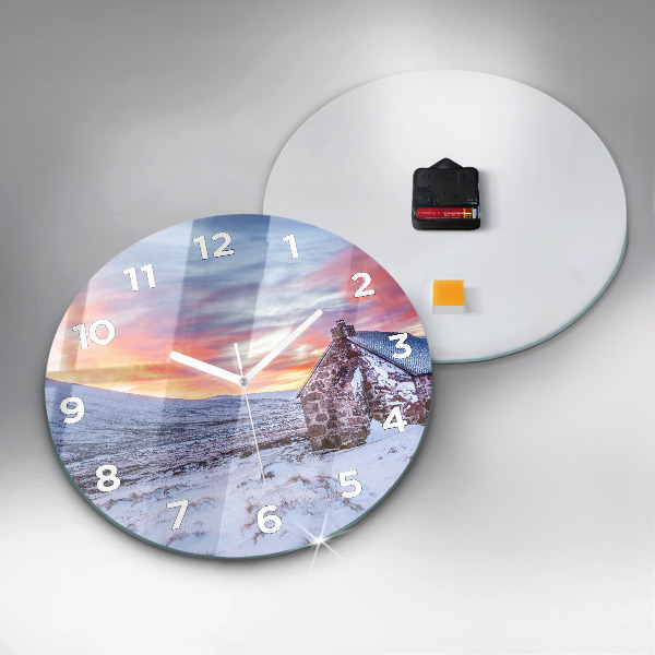 Reloj redondo pared Cabaña en las montañas