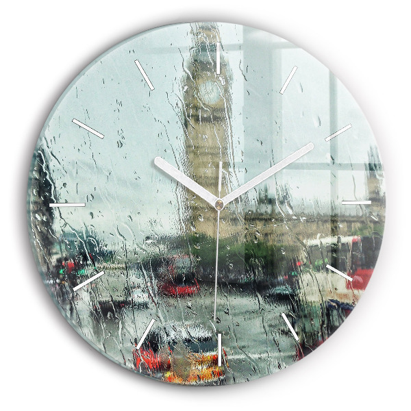 Reloj de pared redondo Londres lluvioso