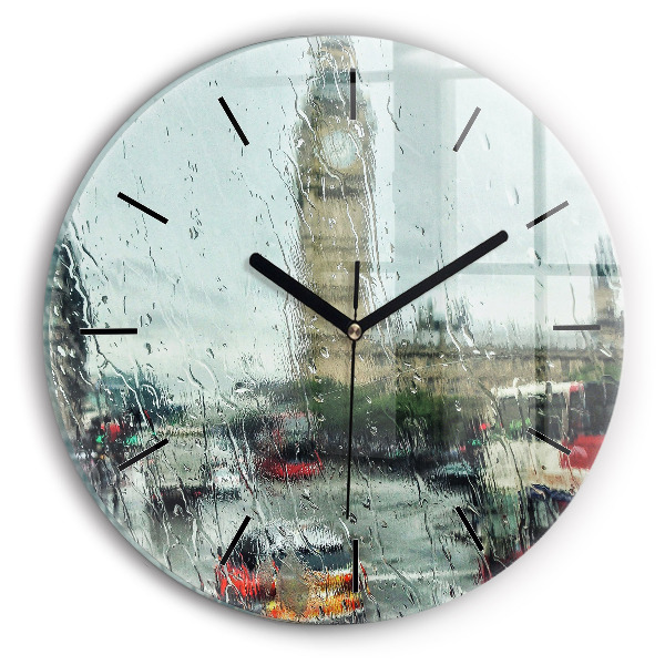 Reloj de pared redondo Londres lluvioso