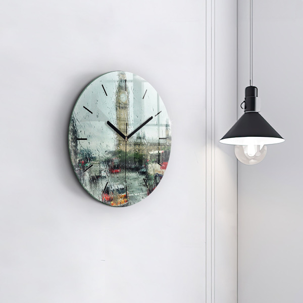 Reloj de pared redondo Londres lluvioso