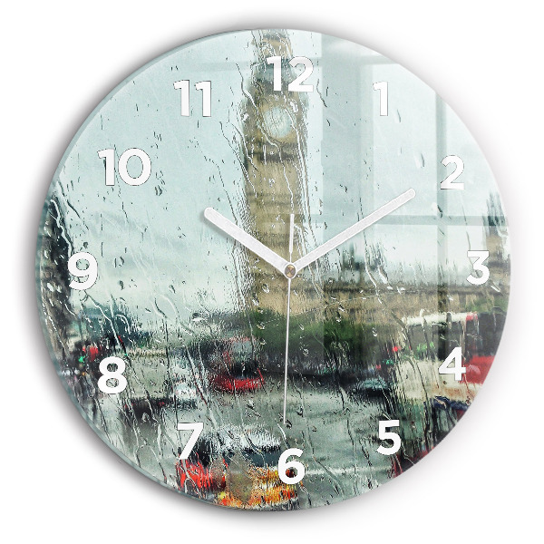 Reloj de pared redondo Londres lluvioso