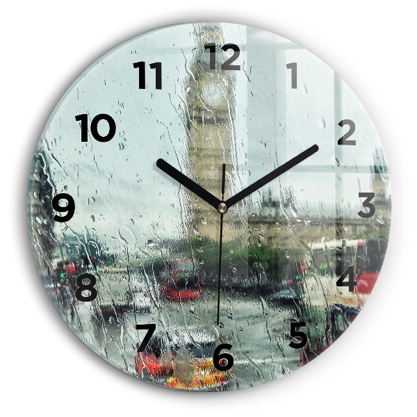 Reloj de pared redondo Londres lluvioso
