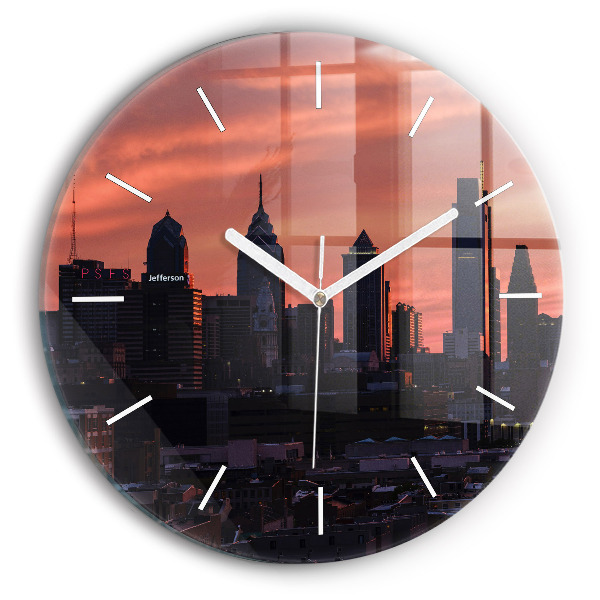 Reloj de cristal redondo Horizonte de Filadelfia