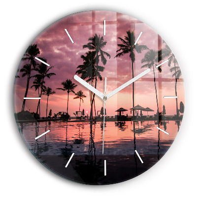 Reloj de cristal redondo Palmeras en Hawai