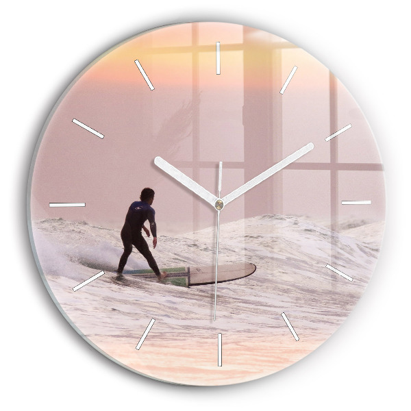 Reloj de cristal redondo Surfista en Hawai