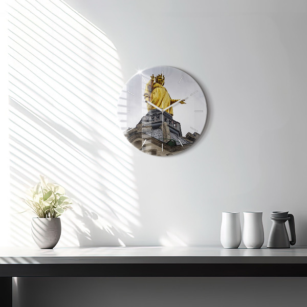 Reloj redondo pared Estatua de Nuestra Señora en Lyon