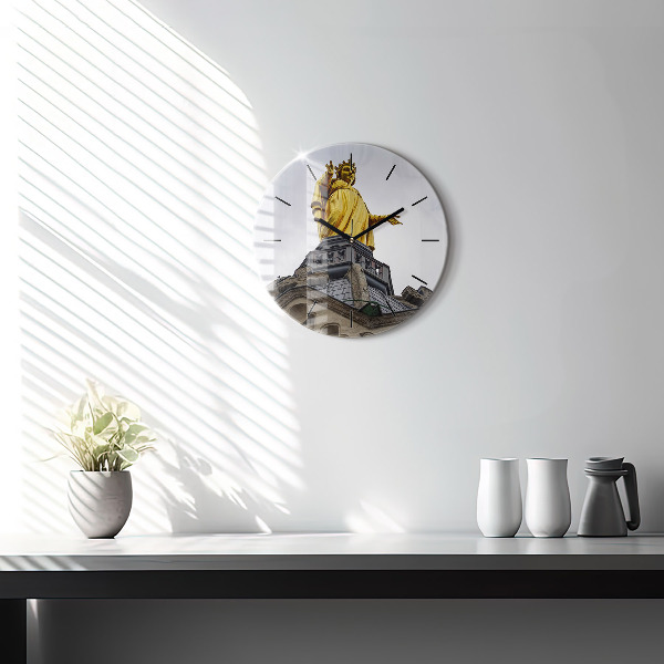 Reloj redondo pared Estatua de Nuestra Señora en Lyon