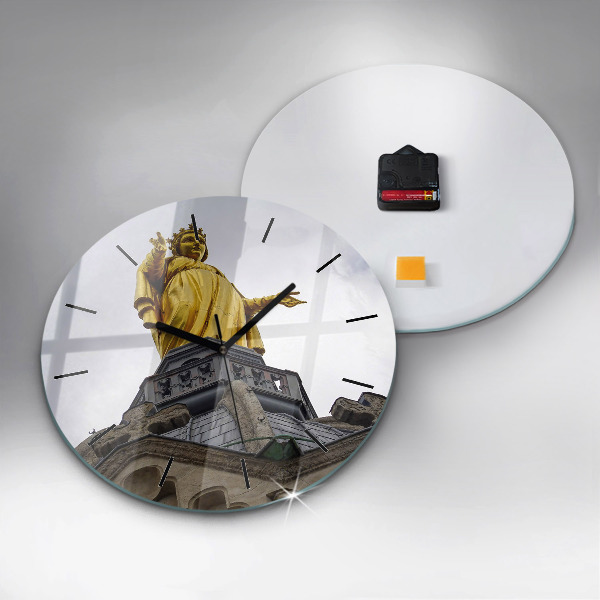 Reloj redondo pared Estatua de Nuestra Señora en Lyon