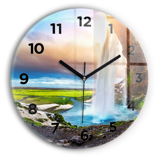 Reloj de pared redondo Cascada en Islandia