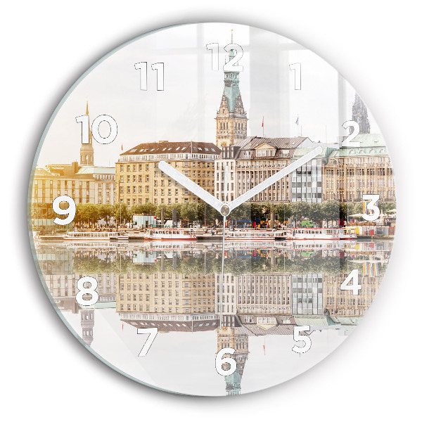 Reloj redondo pared Río Hamburgo, Alemania