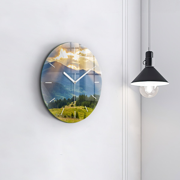 Reloj redondo pared Paisaje con bosques