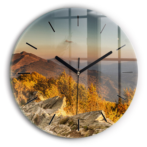 Reloj de cristal redondo Montañas Bieszczady