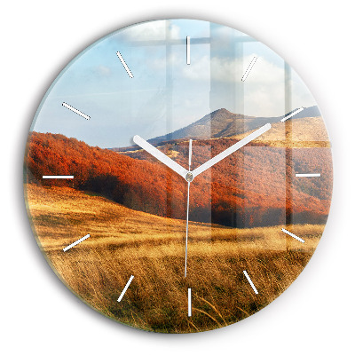 Reloj de cristal redondo Paisaje de montaña en otoño