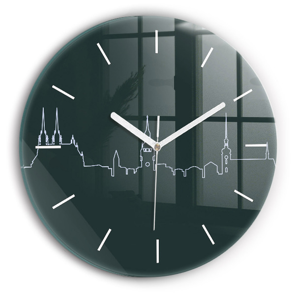 Reloj de cristal redondo Line-art de la ciudad de Brno