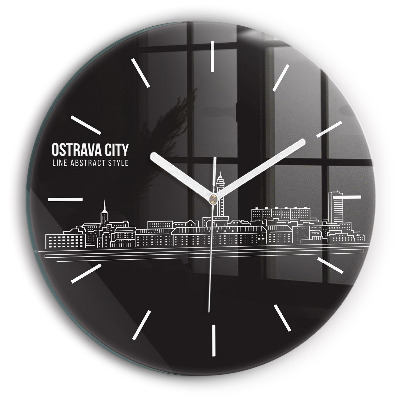 Reloj redondo pared Dibujo de la ciudad de Ostrava