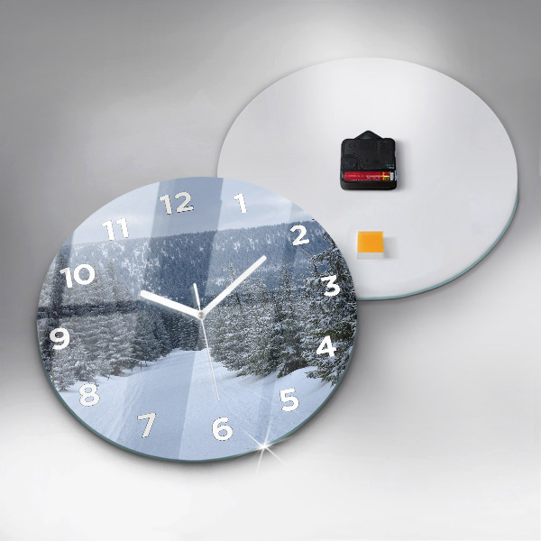 Reloj de pared redondo Montañas gigantes checas en invierno