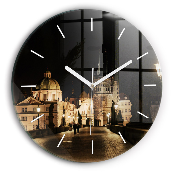 Reloj de pared redondo Puente de Carlos en Praga