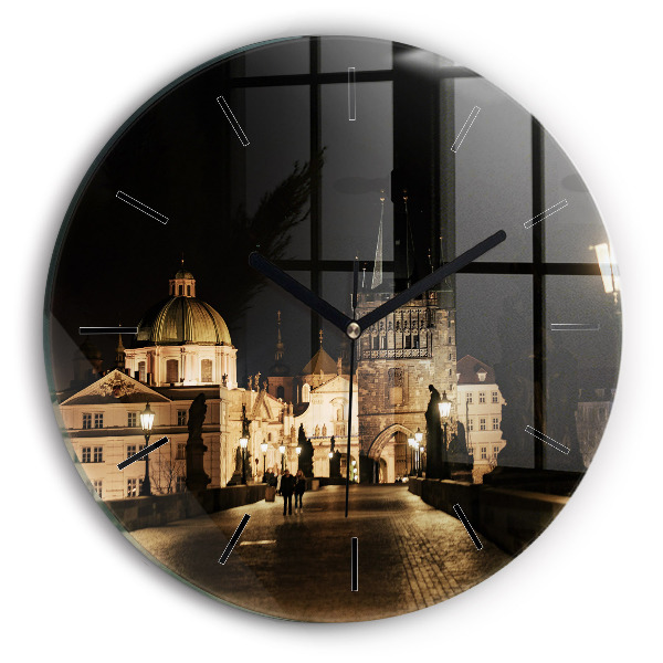 Reloj de pared redondo Puente de Carlos en Praga