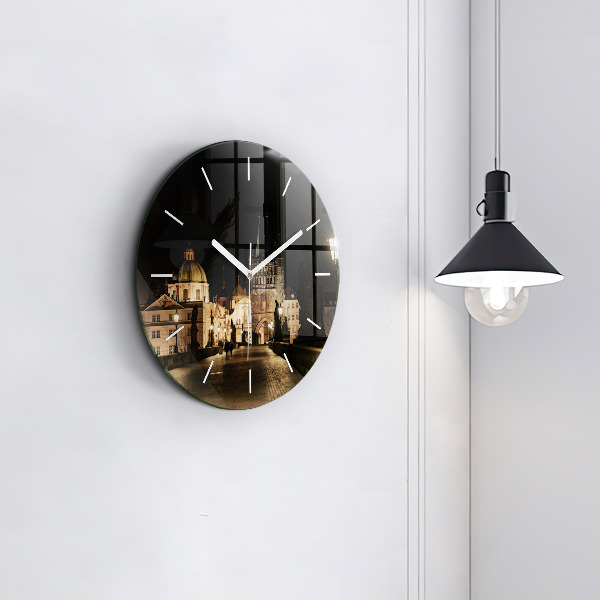 Reloj de pared redondo Puente de Carlos en Praga