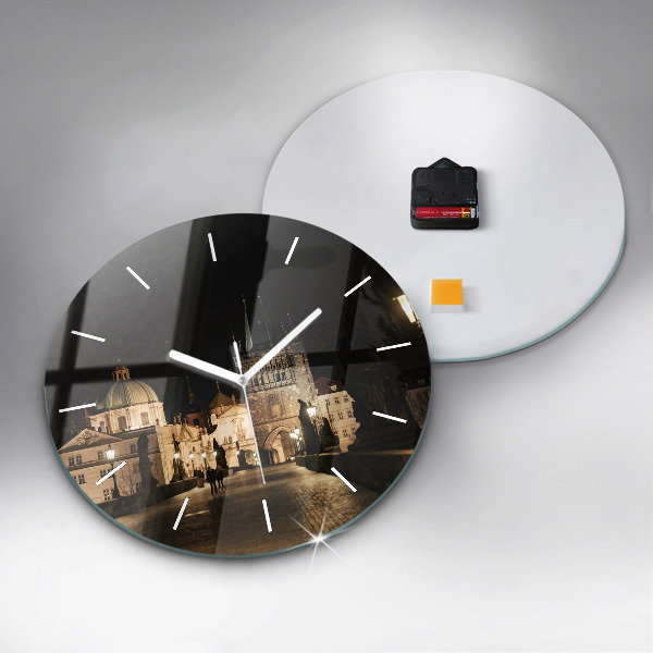 Reloj de pared redondo Puente de Carlos en Praga