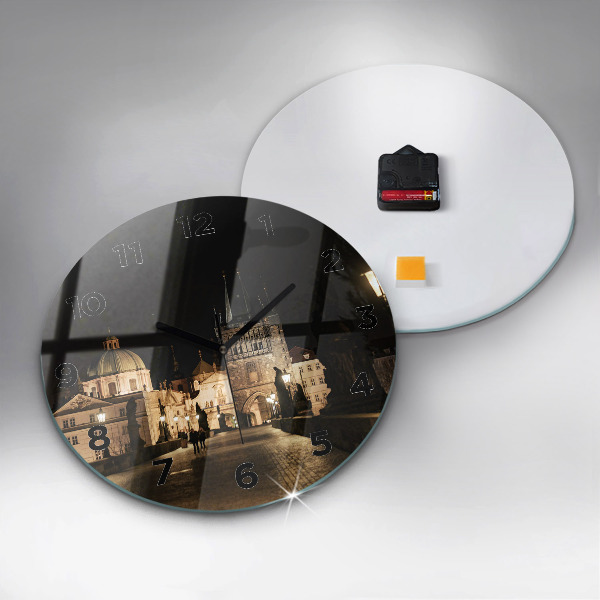 Reloj de pared redondo Puente de Carlos en Praga
