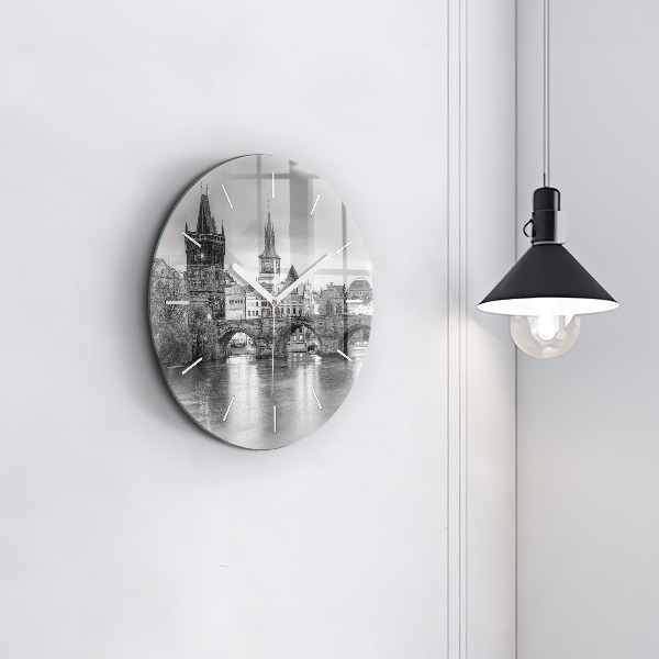 Reloj redondo pared Vista del Puente de Carlos Praga