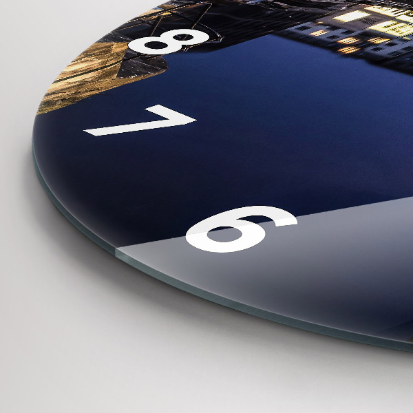 Reloj de pared redondo Ciudad iluminada de noche