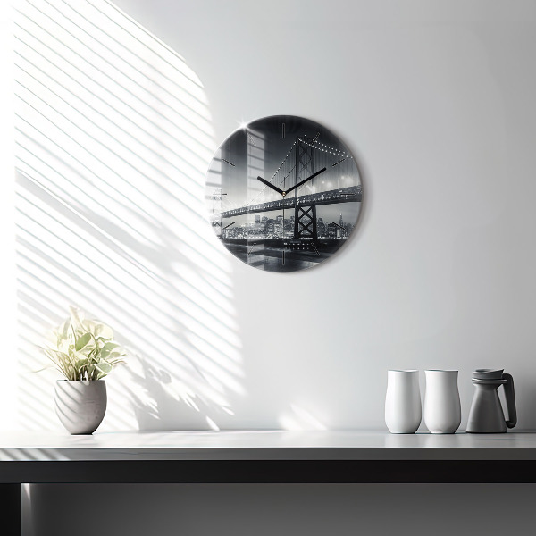 Reloj de pared redondo Puente de noche San Francisco