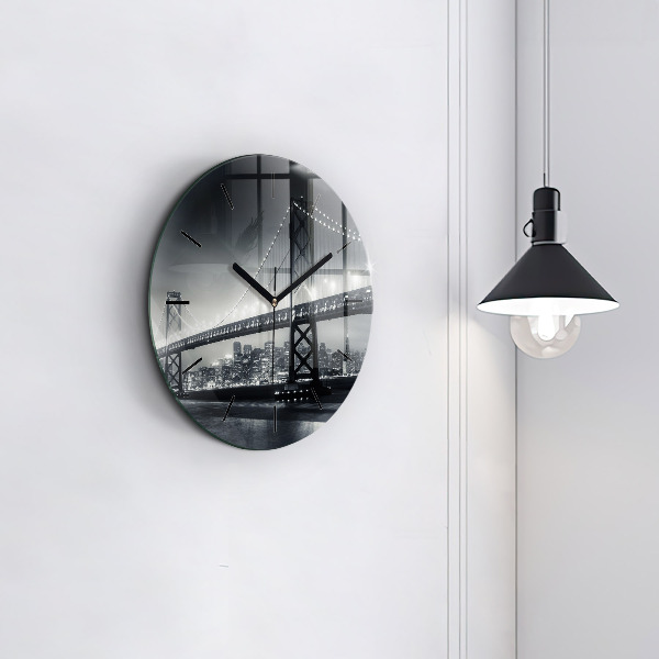 Reloj de pared redondo Puente de noche San Francisco