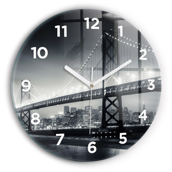 Reloj de pared redondo Puente de noche San Francisco