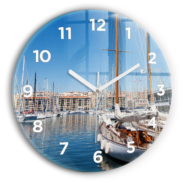Reloj de cristal redondo Puerto deportivo de Marsella Francia