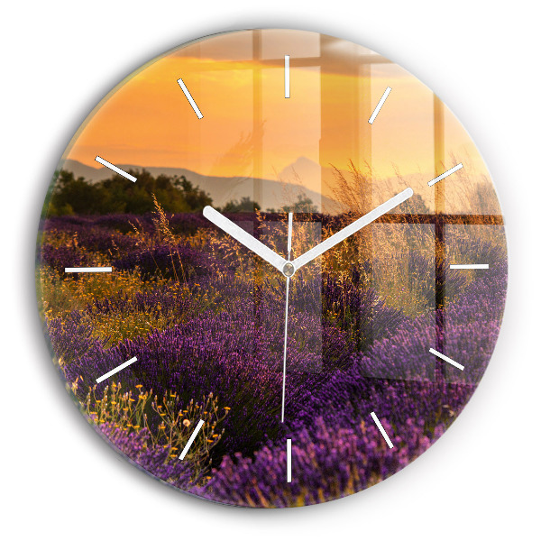 Reloj de cristal redondo Pradera de lavanda Francia