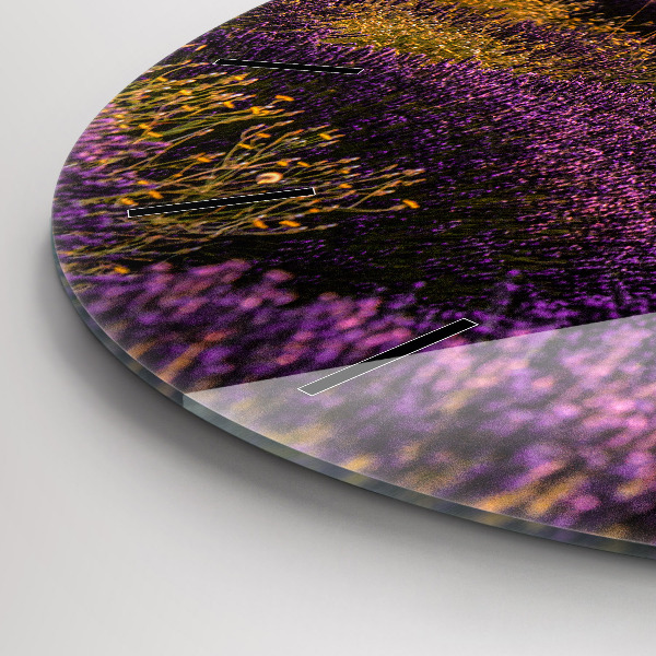 Reloj de cristal redondo Pradera de lavanda Francia