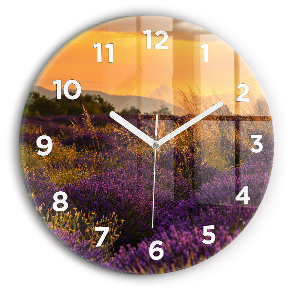 Reloj de cristal redondo Pradera de lavanda Francia