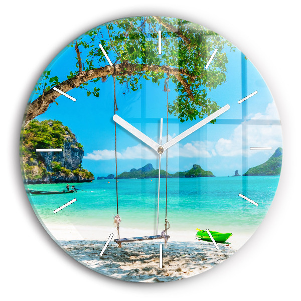Reloj de cristal redondo Isla soleada Tailandia