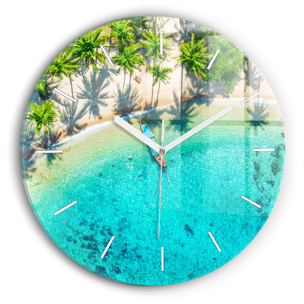 Reloj de cristal redondo Playa tropical de Koh Tao