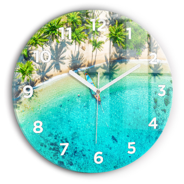 Reloj de cristal redondo Playa tropical de Koh Tao