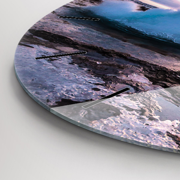 Reloj de cristal redondo Géiser en la isla de Islandia