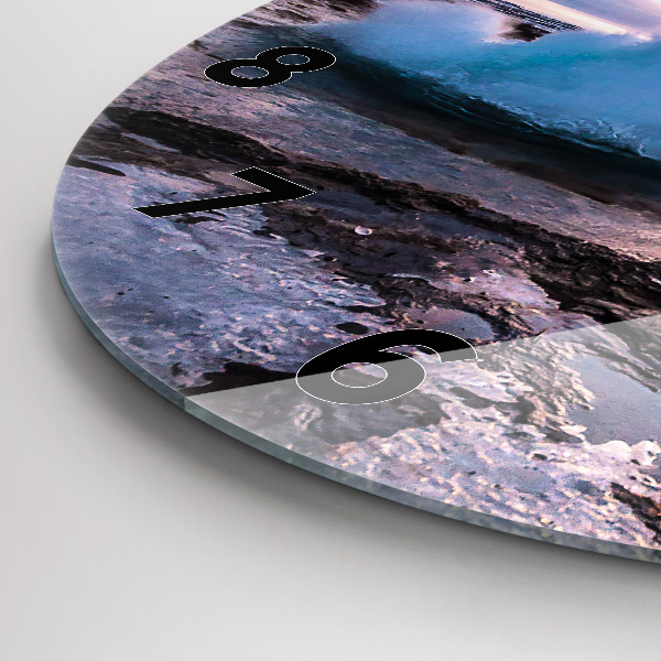 Reloj de cristal redondo Géiser en la isla de Islandia