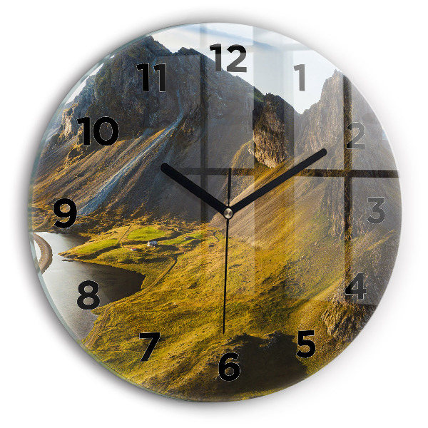 Reloj de cristal redondo Carretera en Islandia