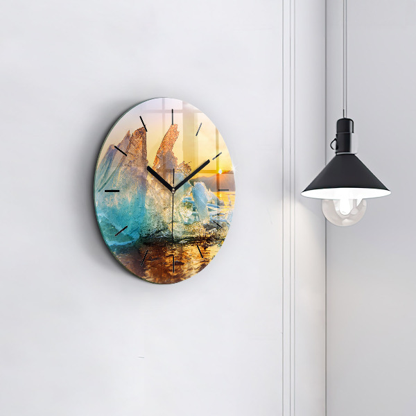 Reloj de pared redondo Iceberg y amanecer