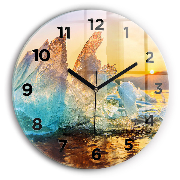 Reloj de pared redondo Iceberg y amanecer